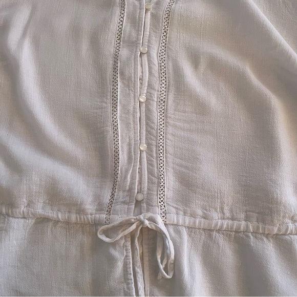 A.N.A Gauze Crochet Trim Blouse XL White Tie Waist Boho Peasant Cottage Romantic - Picture 6 of 8